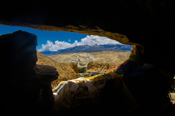  A look inside of Man Made Jhong Cave in Chhoser Village of Upper Mustang in Nepal