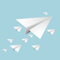 Paper airplanes designs Think differently, leadership, trends, creative solution and unique way concept. Be different.