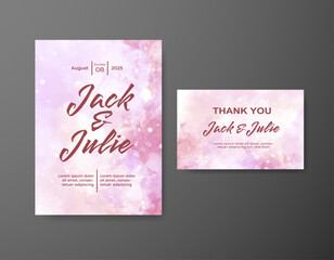 Wedding invitation with abstract watercolor background