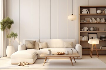 Modern living room interior with stylish comfortable sofa,Generative AI