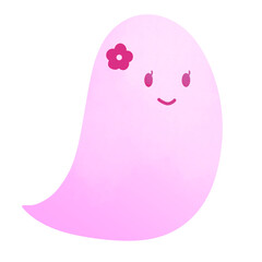 シンプルなピンクのハロウィン女の子おばけ