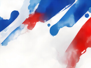 Abstract Background Korea overlay Watercolor style of blue and red with white space by ai generated