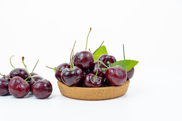 red sweet cherry isolated on white background