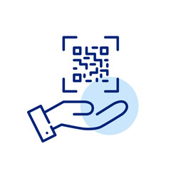 Hand holding a QR code for payment. Pixel perfect, editable stroke icon