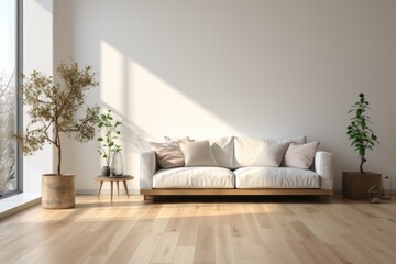 Living room, natural light, sofa and decorative, Generative ai