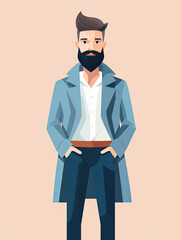 Businessman man stylish fashion look flat illustration 