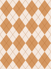 Seamless beige argyle pattern. Traditional diamond check print. Vintage seamless background.