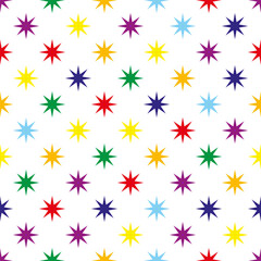 Abstract seamless background pattern of multicolored stars. Print for textiles, wrapping paper, wallpaper, fabric