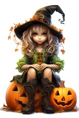 Happy Halloween Cute witch isolated