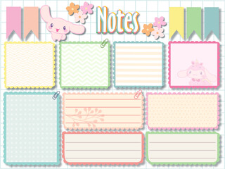 Notes Cute daily planer with kawaii animals on white background, notes, to do, reminds  - obrazy, fototapety, plakaty