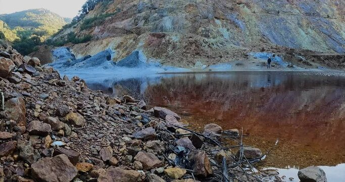 Red mining lake, Elba island, Italy