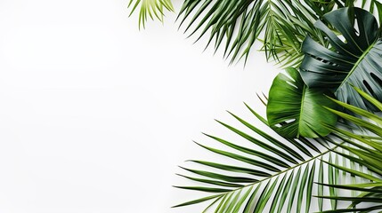 Tropical palm leaves on white background
