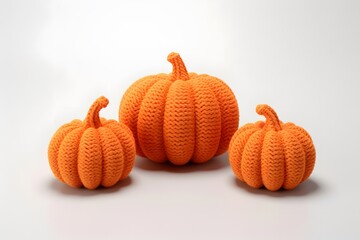 Composition of crocheted pumpkins