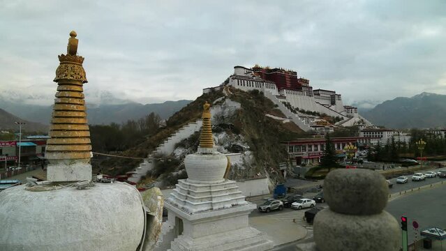 Time lapse of Potala Palace in Tibet, China.