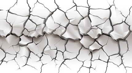 Wall cracks isolated on transparent background caused by an earthquake