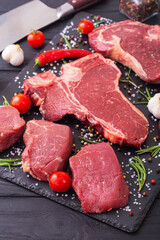 Raw marble beef ( Black angus ) on board