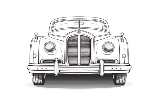 Classic car front view concept in vintage monochrome style isolated vector
