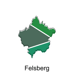 Felsberg City of German map vector illustration, vector template with outline graphic sketch style isolated on white background