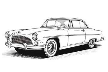 Classic car side view concept in vintage monochrome style isolated vector illustration