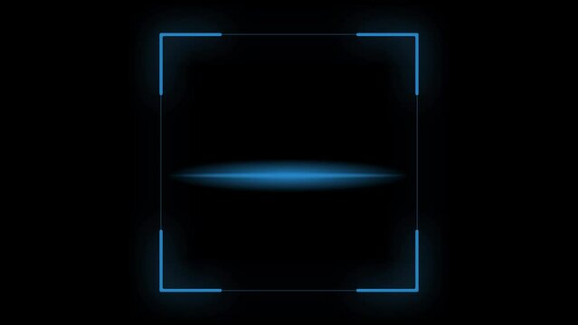 animated glow blue barcode scanner qr code isolated on black background