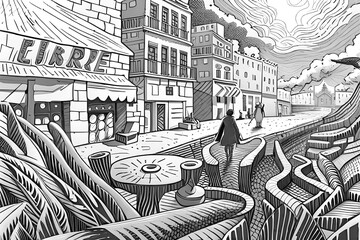 Illustration of a gothic horror castle that looks like something out of a picture book.