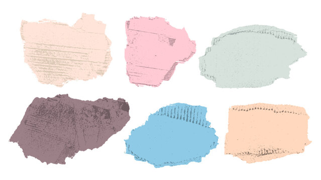 Set of torn colored cardboard pieces. Cardboard pieces template. Realistic vector of ripped craft paper or carton with uneven edges and damaged texture. Scrap material for recycling Cardboard sign.