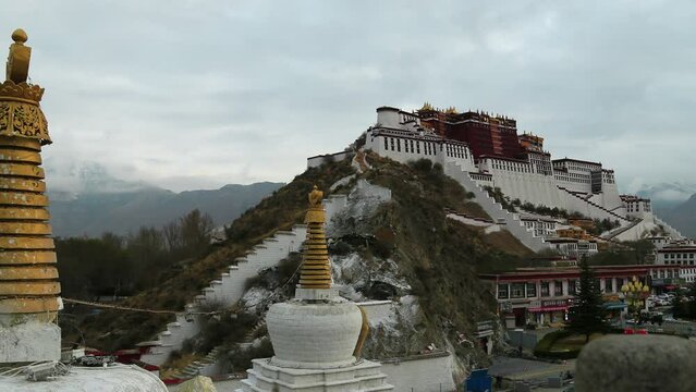 Time lapse of Potala Palace in Tibet, China.