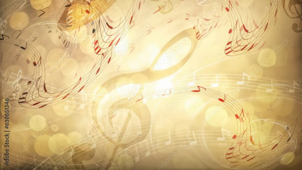 Aufkleber beautiful abstract colorful collage with music notes. Loop Animation.