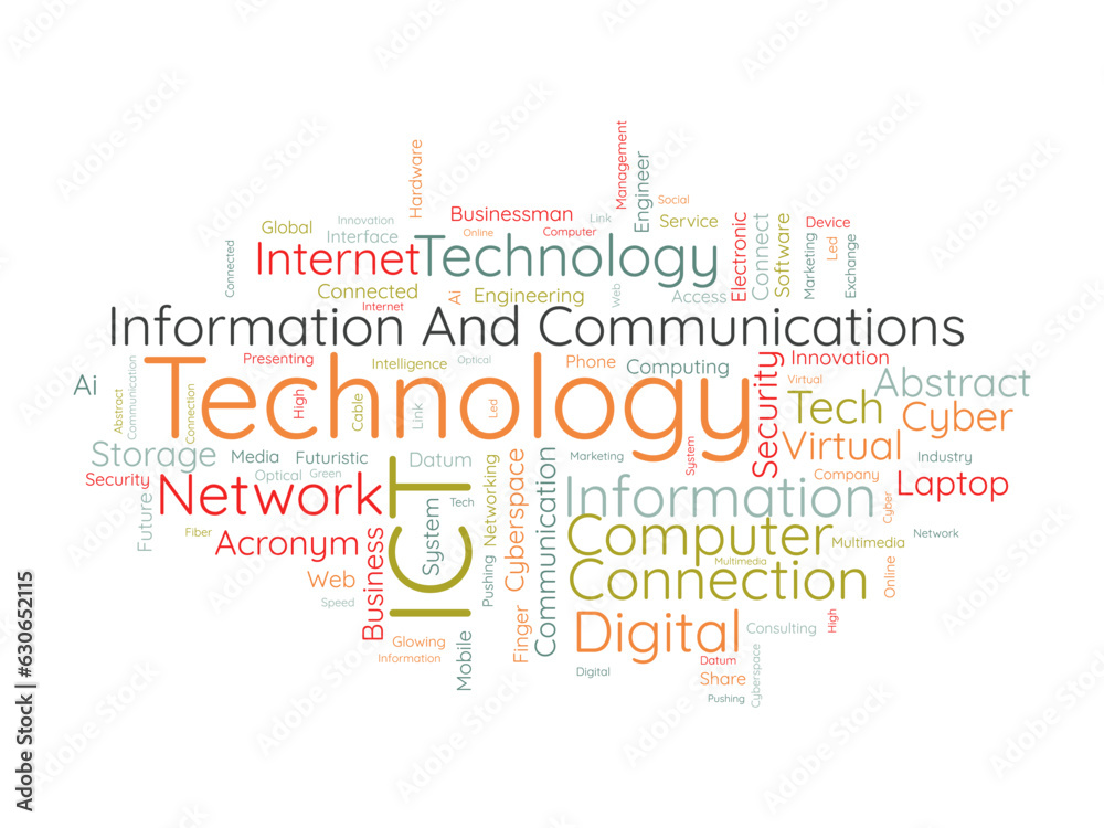 Wall mural word cloud background concept for information and communications technology (ict). cyberspace networ