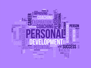 Word cloud background concept for Personal development. Career growth with improving personal motive aspiration. vector illustration.