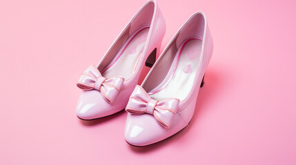 Barbie doll shoes isolated on pink background
