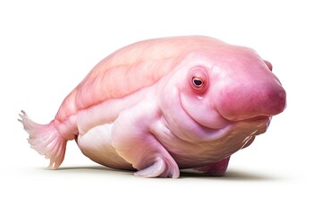 Blobfish on white background, Psychrolutes marcidus species. The Blobfish is well-adapted to its deep-sea habitat and has a successful existence in the abyssal waters. AI-Generated