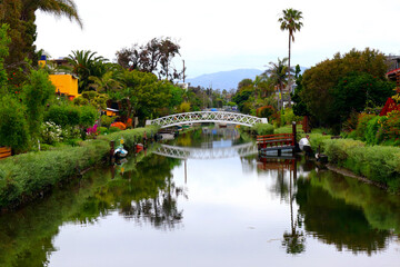 Fototapeta na wymiar Los Angeles, California: VENICE CANALS, The Historic District of Venice Beach, City of Los Angeles, California