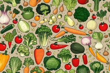 a collage of various fresh vegetables. 