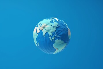 World globe, earth map, isolated on blue. generative ai