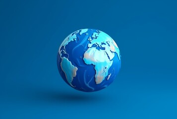 Obraz na płótnie Canvas World globe, earth map, isolated on blue. generative ai