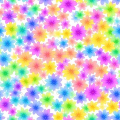 Seamless pattern of colored flowers. AI generated.