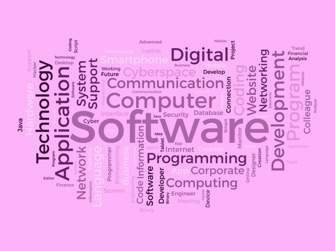Word cloud background concept for Software. Computer programming development of cloud network technology. vector illustration.