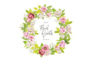 Hand drawn peony wreath design