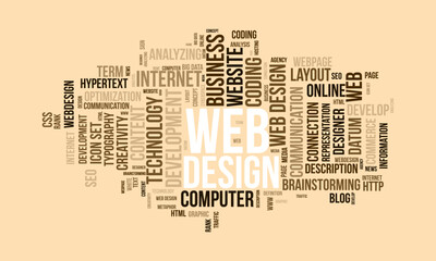 Word cloud background concept for Web design. Website optimization with web seo page rank concept. vector illustration.