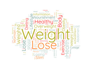 Fototapeta premium Word cloud background concept for weight Lose. Diet with healthy food for losing overweight or living healthy life. vector illustration.