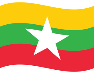 Myanmar Flag. Flag of Myanmar. Myanmar Flag wave