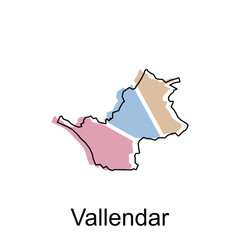 map of Vallendar geometric vector design template, national borders and important cities illustration