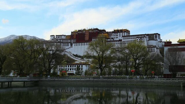 Time lapse of Potala Palace in Tibet, China.