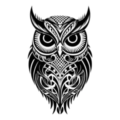 Deurstickers Boho Owl vector tattoo design isolated on white background