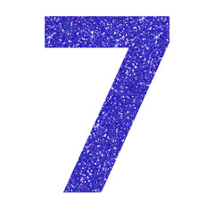 Dark blue glitter number seven in transparent background.Number 7 icon, Design for decorating, background, wallpaper, illustration