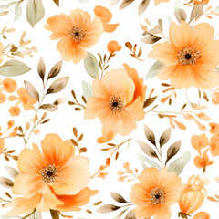 Seamless watercolor Textile floral flower texture patterns for fabric digital print. Generative AI