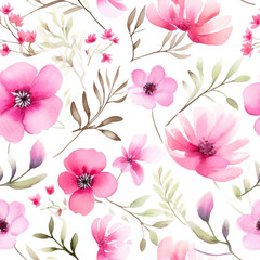 Seamless watercolor Textile floral flower texture patterns for fabric digital print. Generative AI