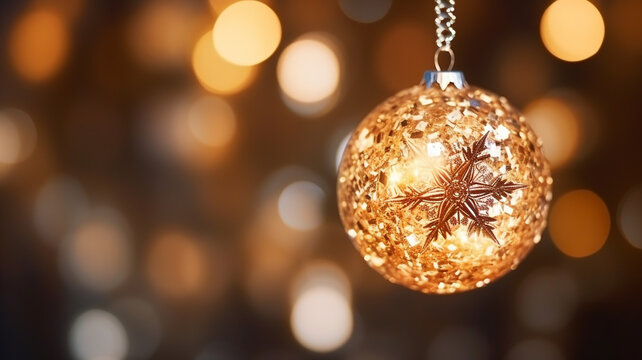 A macro shot of a christmas ornament, christmas image, photorealistic illustration