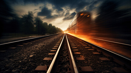 Fototapeta na wymiar Railroad with motion blur effect